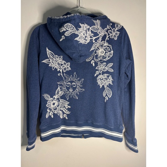 Johnny Was Hoodie & Jogger set Womens Blue Sun Floral Embroidery Full Zip XS - Picture 7 of 16